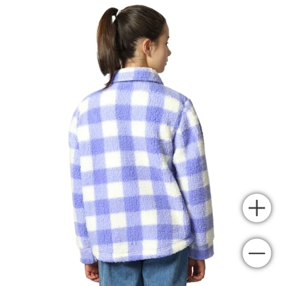 Girl's Roxy Plaid Sherpa Shirt Jacket M 8-10 LIKE NEW - Picture 2 of 13